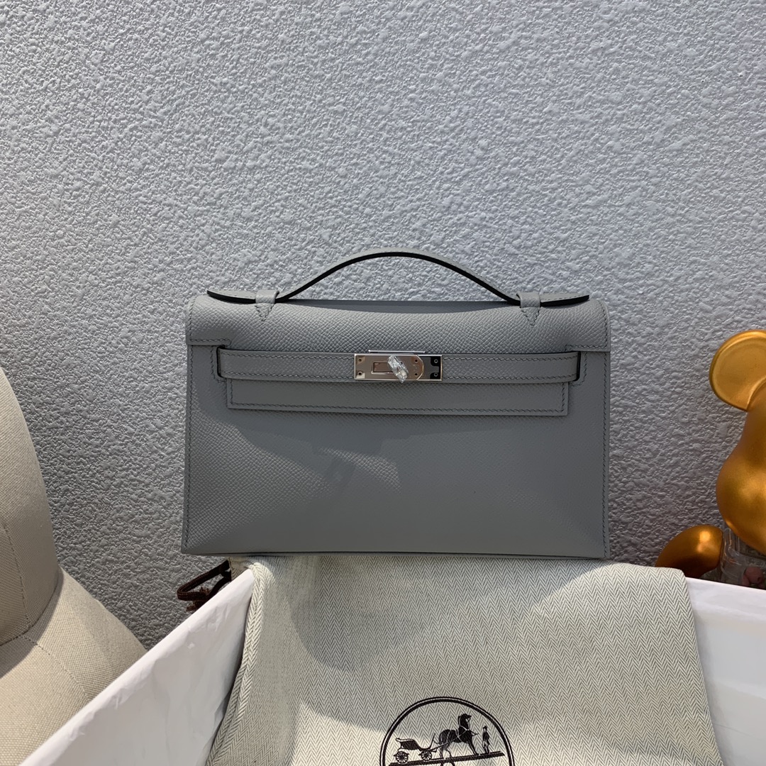 에르메스 미니 켈리백22 그레이 은장 앱송